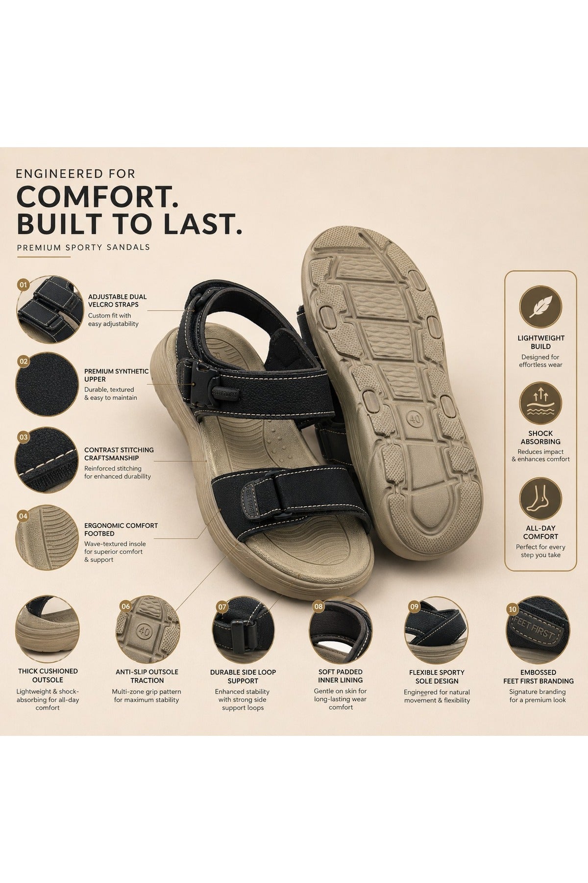 Feet First Men's Everyday Comfort Sandals Secondary image