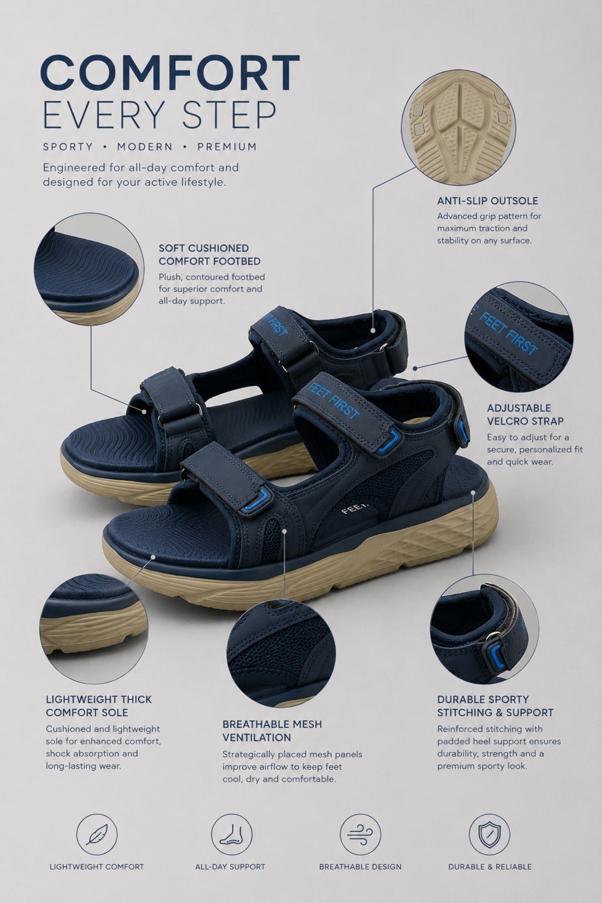 Feet First Men's Everyday Comfort Sandals Secondary image