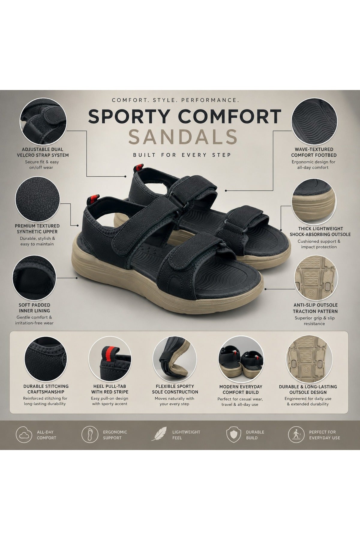 Feet First Men's Everyday Comfort Sandals Secondary image
