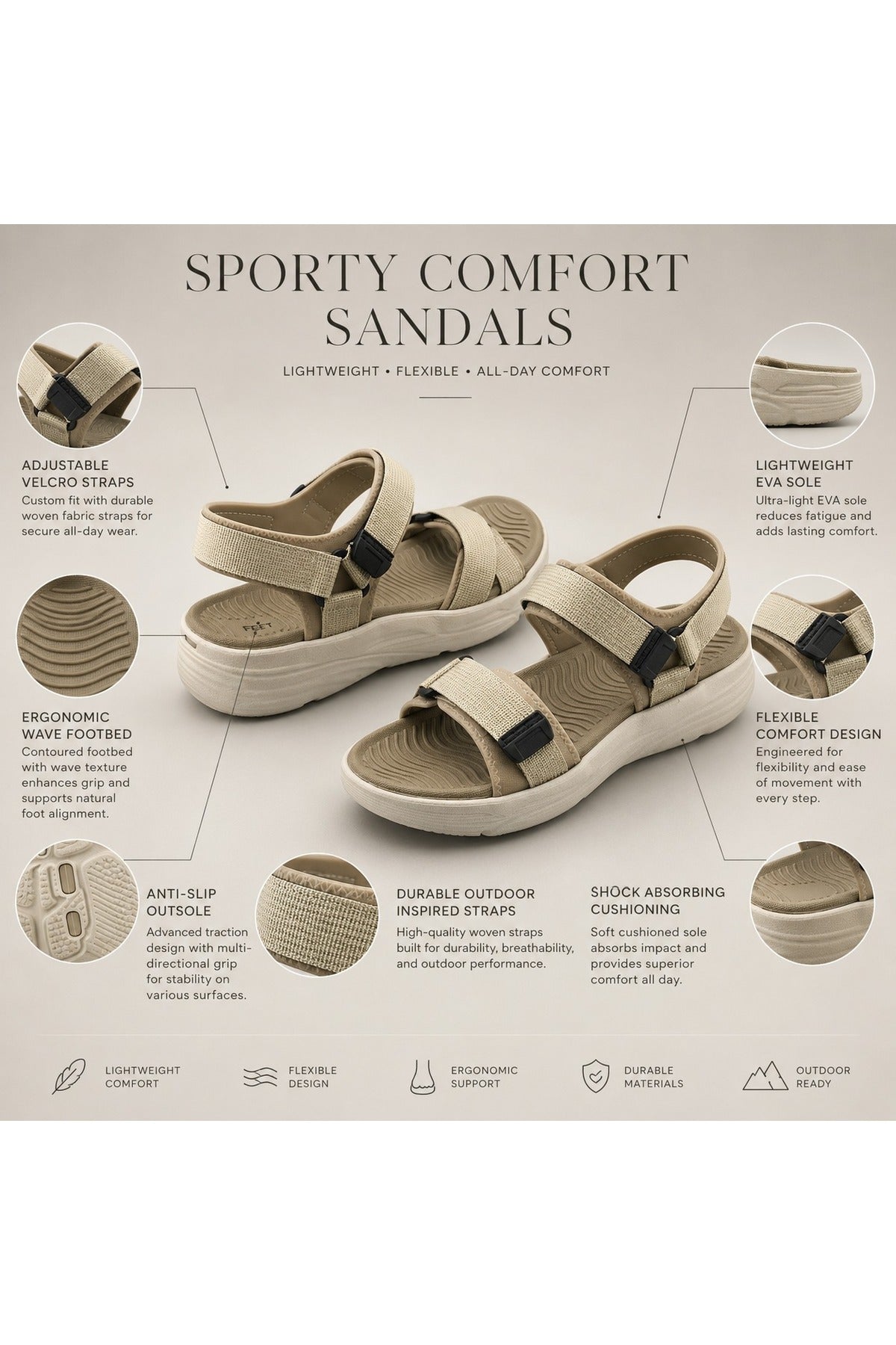 Feet First Kids' & Teens' Everyday Comfort Sandals Secondary image