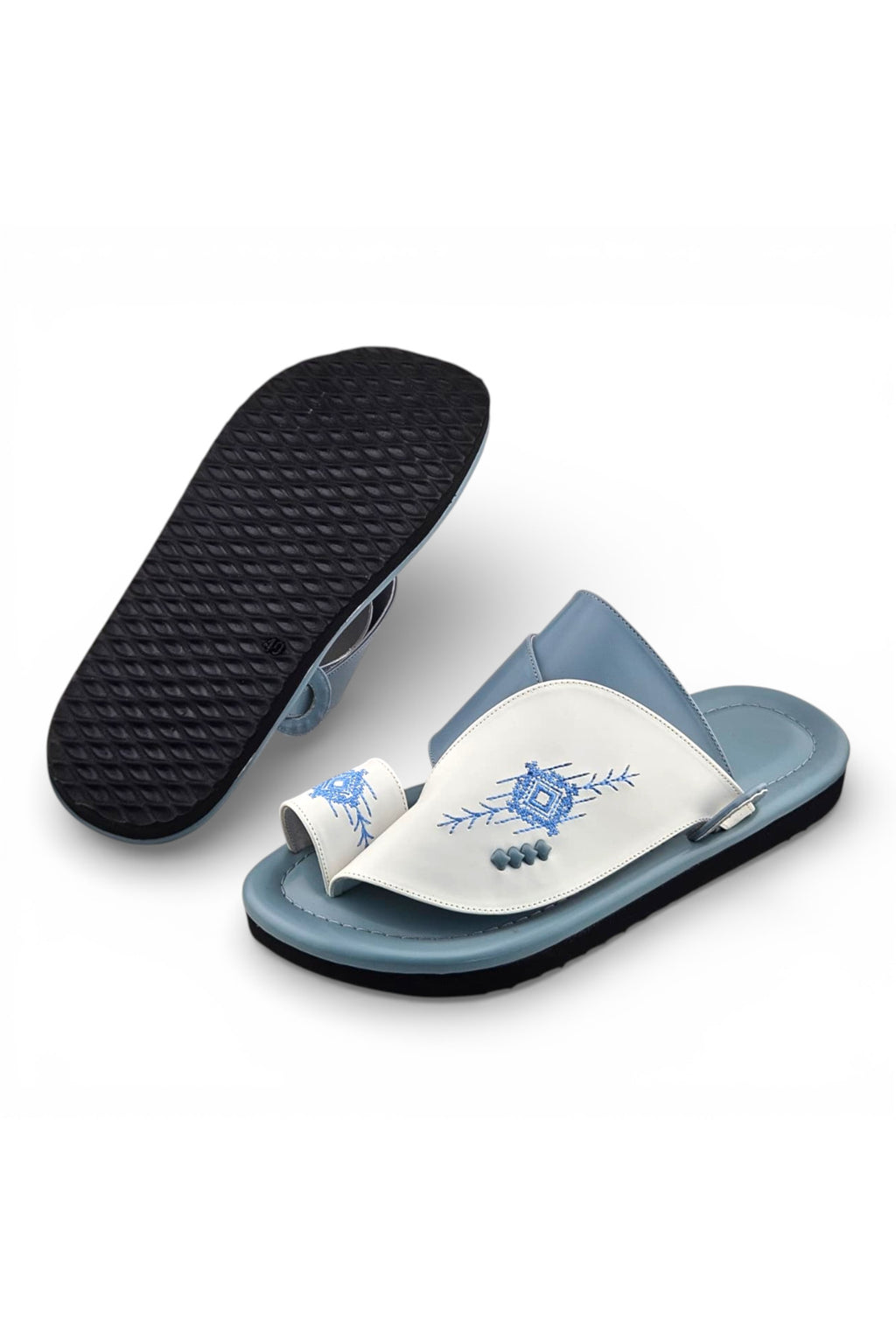 White / Light Sky Blue