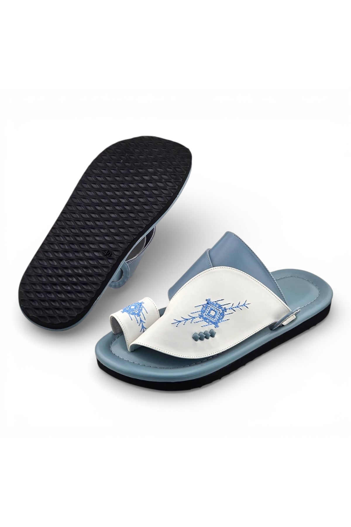White / Light Sky Blue