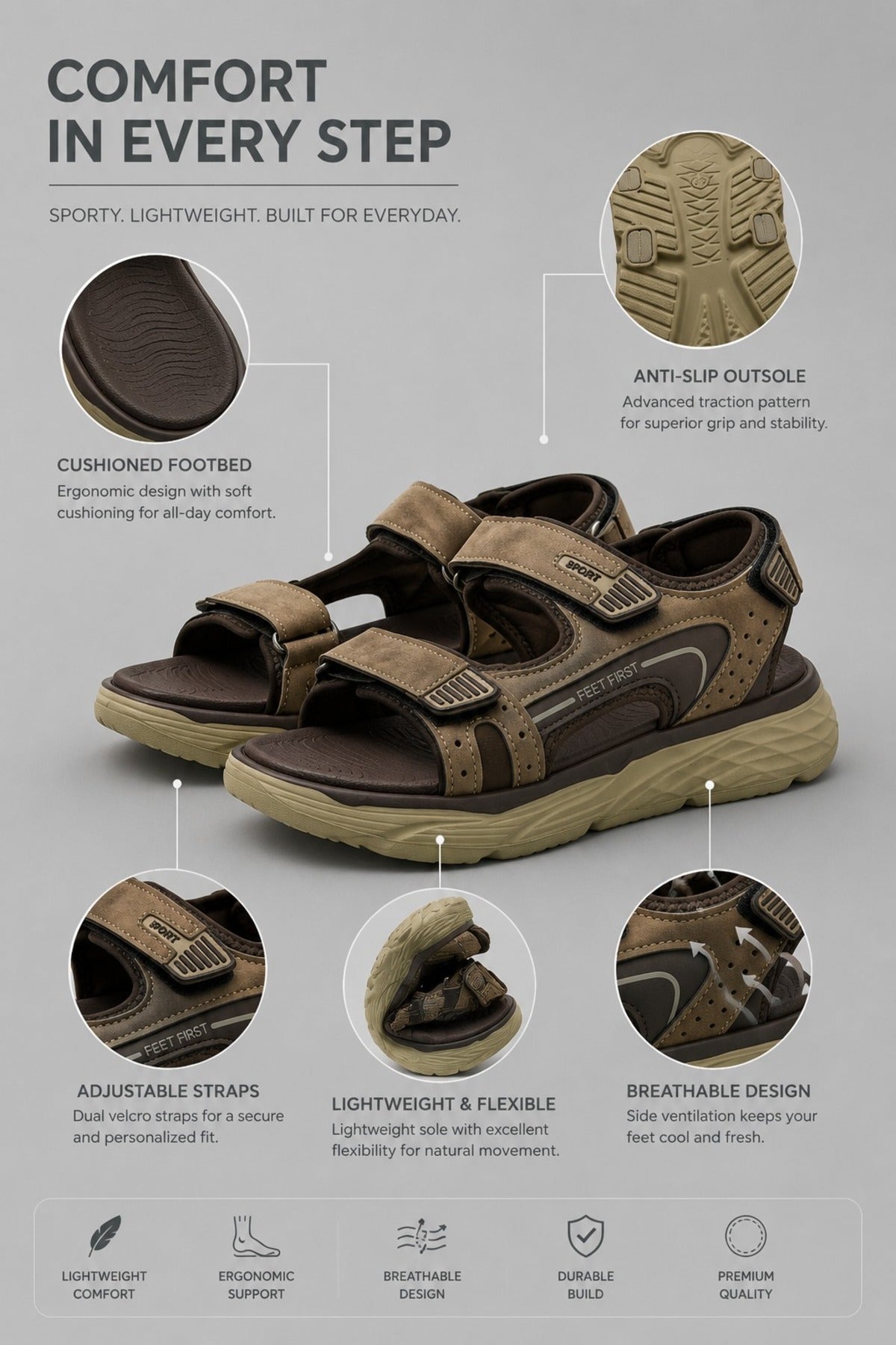 Feet First Men's Everyday Comfort Sandals Secondary image