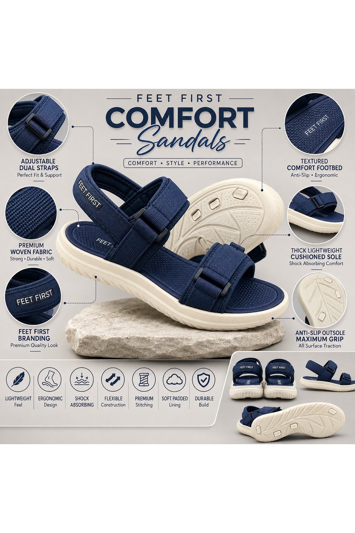 Beige / Navy